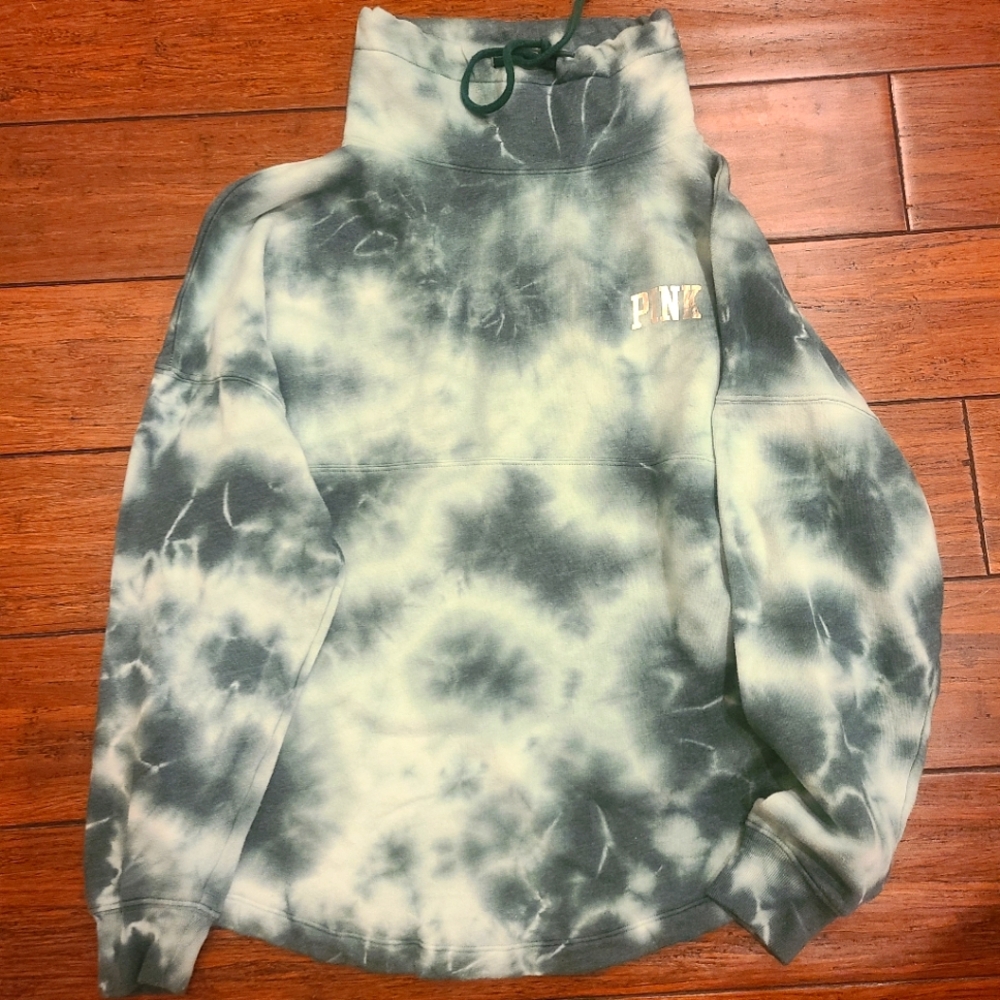 PINK hunter green tye dye sweater xs